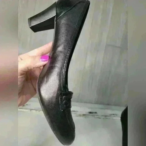 Alex Marie Black Leather Loafers Block Heel Size 8M - Picture 8 of 12